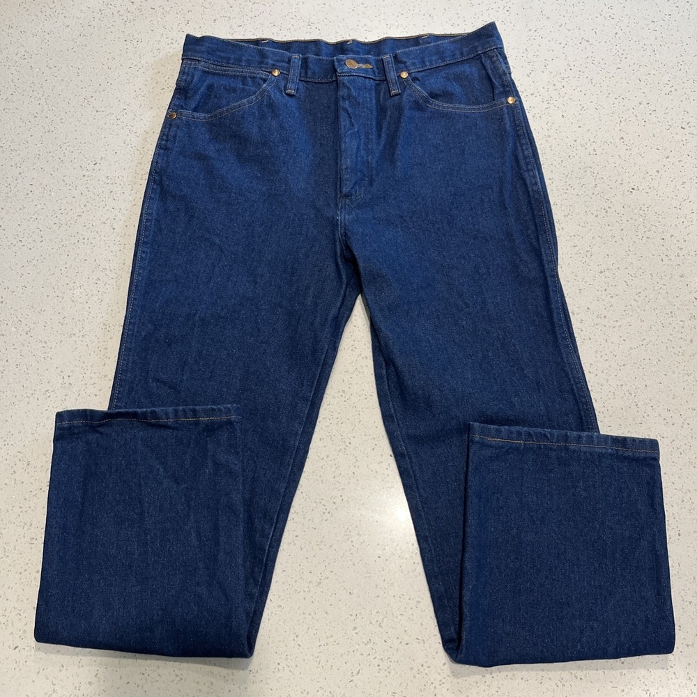 Wrangler Men's Cowboy Cut Slim Fit 936PWD Jeans 33x30 Blue Dark Wash Western‎